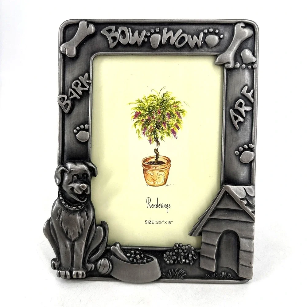 Dog Theme Frame Metal Picture Frame by Renderings Bone Puppy Bark 3.5